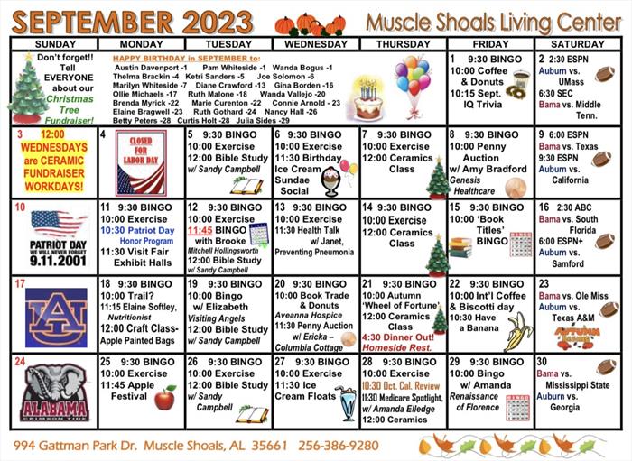 Muscle Shoals: September Calendar